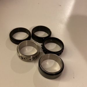 five spinning fidget rings, size 8